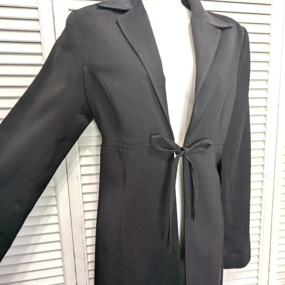 VTG 90s Hennes H&M Womens Long Blazer Jacket Black Sz Med Princess Cut A-Line - Picture 4 of 16